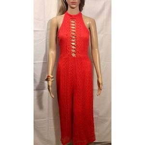 Allyson Jumper in orange lace with mid calf length in a women's size medium